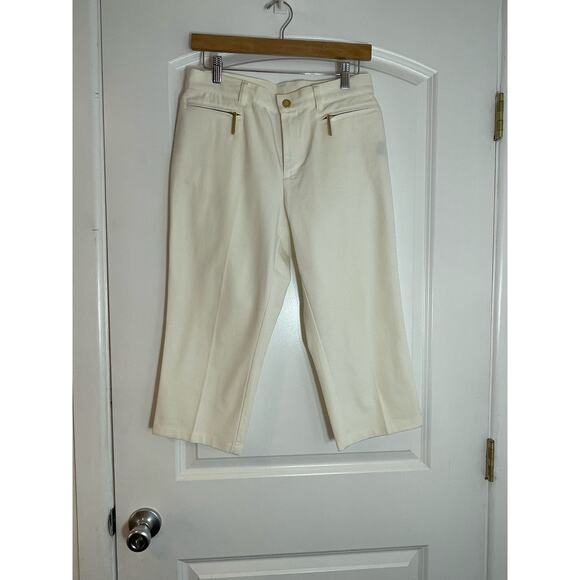 Lauren Jeans Co Capris Size 4P White High Rise Preppy Country Club Twee - Picture 1 of 6